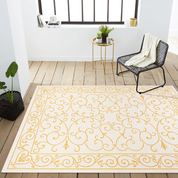 Charleston Vintage Filigree Textured Weave Indoor/outdoor Area Rug